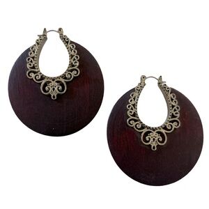 Elegant Wooden Brown Hoop Earrings